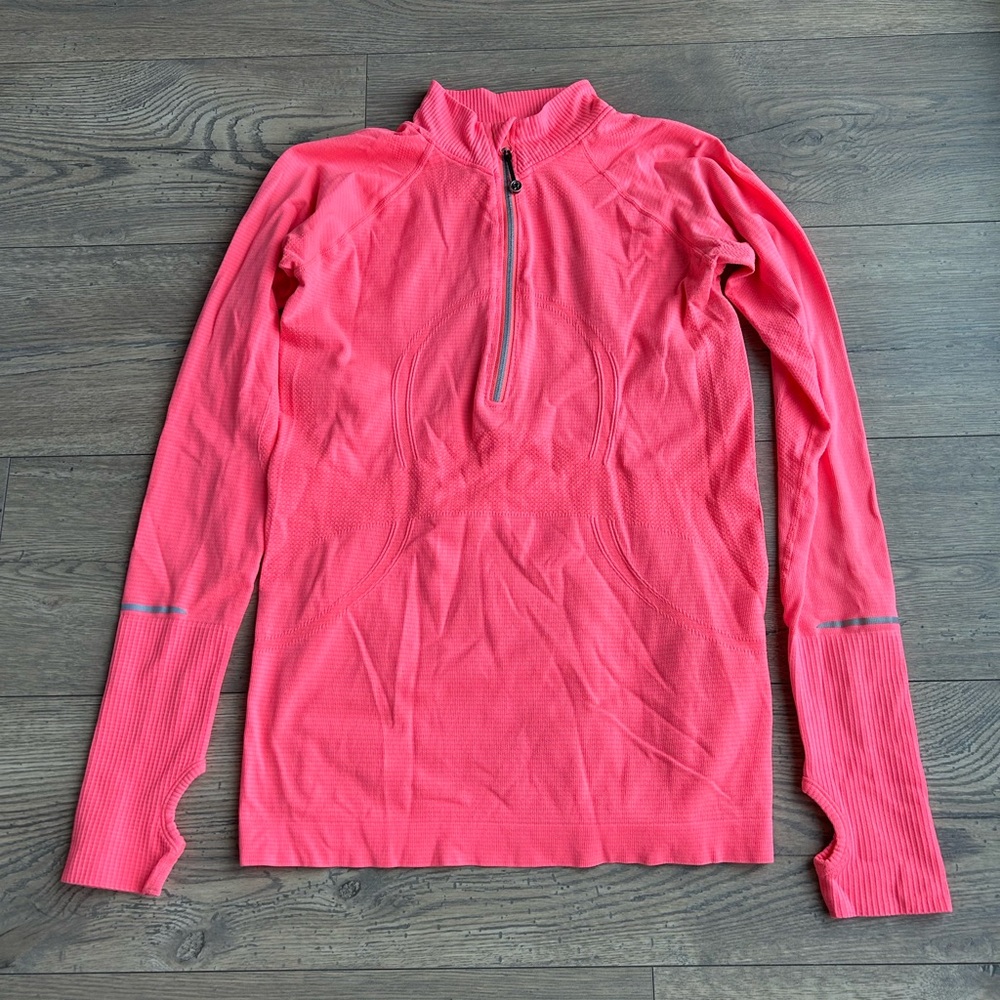 Lululemon Neon Coral Quarter-Zip Pullover